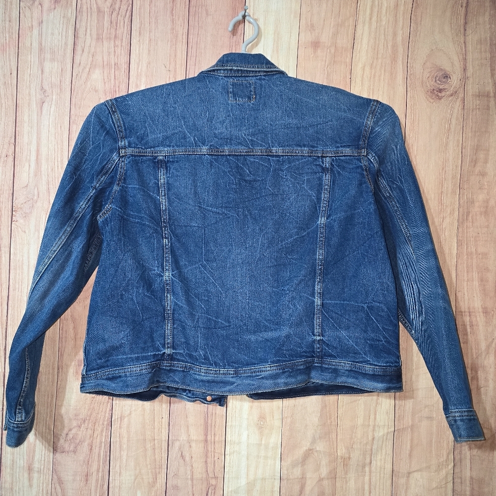 American Eagle Denim Medium Wash Botton Front Long Sleeve Blue Jacket XL - Picture 8 of 9